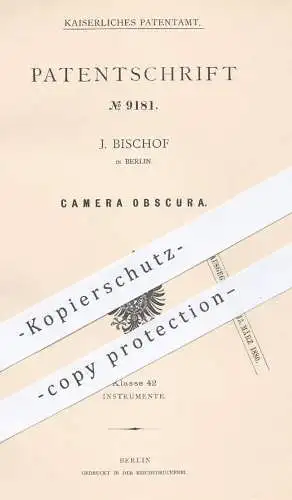 original Patent - J. Bischof , Berlin  1879 , Camera Obscura | Kamera , Kammer , Lochkamera , Fotografie , Bilder , Foto