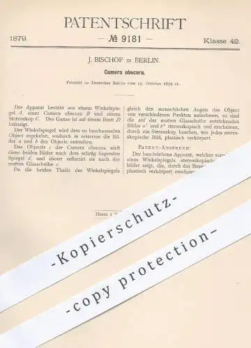 original Patent - J. Bischof , Berlin  1879 , Camera Obscura | Kamera , Kammer , Lochkamera , Fotografie , Bilder , Foto