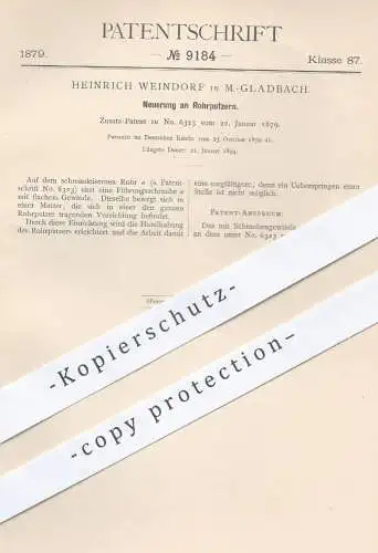 original Patent - Heinrich Weindorf , Mönchengladbach , 1879 , Rohrputzer | Rohr , Rohre putzen , Werkzeug , Gewinde !