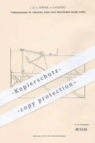 original Patent - J. H. C. Wipper , Hamburg , 1879 , manueller Treibmechanismus für Fuhrwerke | Antrieb , Wagenbau !!!