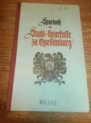 altes Sparbuch Quedlinburg , 1943 - 1945 , Emil Dube in Quedlinburg , Sparkasse , Bank !!