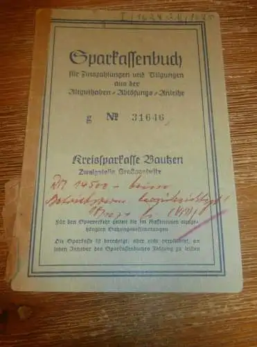 altes Sparbuch Großpostwitz / Bautzen , 1952 - 1962 , Gertrud Vogt in Großpostwitz , Sparkasse , Bank !!