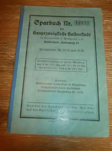 altes Sparbuch Halberstadt , 1942 - 1947 , Marianne Schrader geb. Berk in Halberstadt , Sparkasse , Bank !!