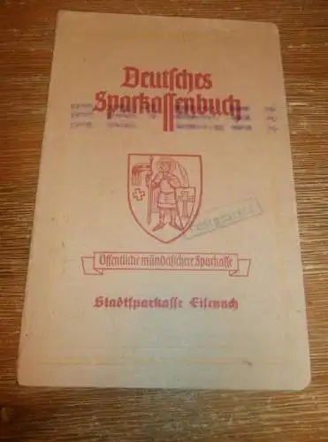 altes Sparbuch Eisenach , 1950 - 1957 , Fa. Oskar Möbius , Inh. Wilhelm Scholz in Eisenach , Sparkasse , Bank !!