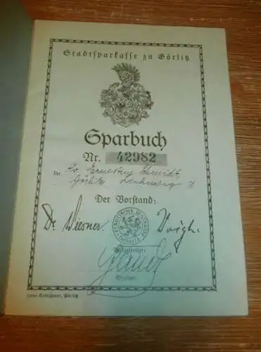 altes Sparbuch Görlitz , 1931 - 1945 , Ernestine Schmidt in Görlitz , Sparkasse , Bank !!