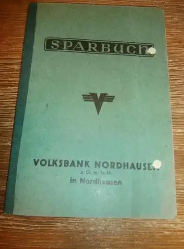 altes Sparbuch Nordhausen , 20.April 1944 - 1945 , Fritz Schröder in Nordhausen , Sparkasse , Bank !!