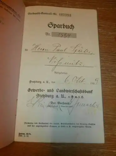 altes Sparbuch Freyburg a.U. , 1939 - 1944 , Paul Später in Nißmitz b. Freyburg a.U. , Sparkasse , Bank !!