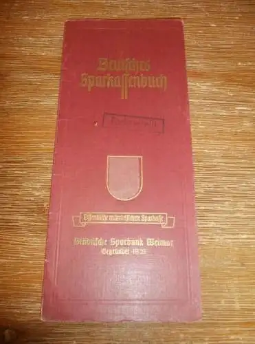 altes Sparbuch Weimar , 1942 - 1945 , Dr. Pfeifer in Weimar , Diplom-Volkswirt , Sparkasse , Bank !!