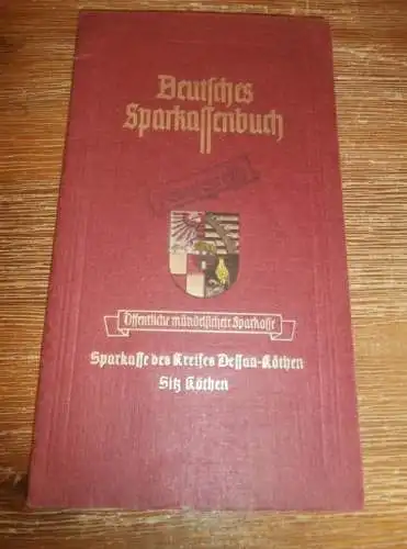 altes Sparbuch Köthen , 1943 - 1945 , Martha Teubner geb. Hahn in Köthen , Sparkasse , Bank !!