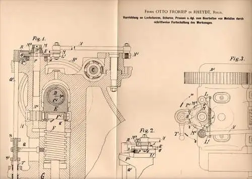 Original Patentschrift - O. Froriep in Rheydt i. Rhld., 1902 , Apparat für Presse , Stanze , Metallbau , Metall !!!