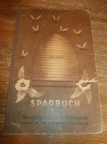 altes Sparbuch Eisenach , 1936 - 1946 , Erna Barlösius geb. Kellner in Eisenach , Sparkasse , Bank !!!