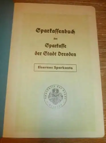 altes Sparbuch Dresden , 1942 - 1943 , Elfriede Schuster in Dresden , Sparkasse , Bank !!!