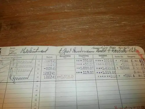 altes Sparbuch Halle , 1941 , Oberleutnant Alfred Sandmann in Halle, Sparkasse , Bank !!!