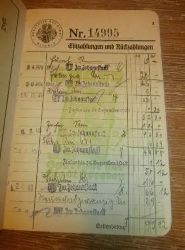 altes Sparbuch Dresden , 1941 - 1945 , Wolfram Tusché in Ahstedt b. Hildesheim / Dresden , Sparkasse , Bank !!!