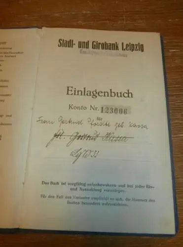 altes Sparbuch Leipzig Lindenau , 1936 - 1945 , Gertrud Pfordte geb. Kassa in Leipzig Lindenau , Sparkasse , Bank !!!