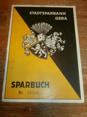 altes Sparbuch Gera , 1939 - 1944 , Oberstleutnant Heinrich Sundheim in Rostock , Mecklenburg , Sparkasse , Bank !!!