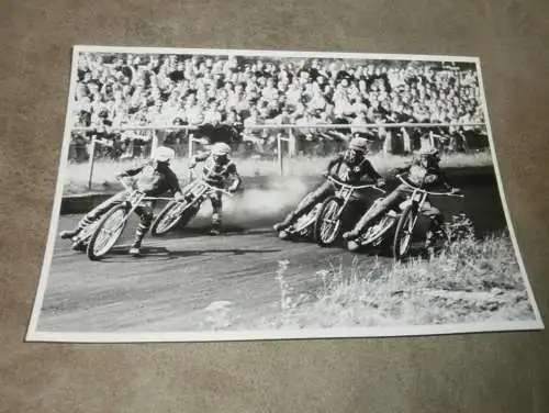 Speedway 70er/ 80er Jahre , Stralsund / Ostseepokal 1970 , DDR , großes altes Foto , ca. 180 x 130 mm !!!