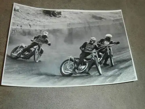 Speedway 80er Jahre , Güstrow / Neubrandenburg , DDR , großes altes Foto , ca. 175 x 130 mm !!!