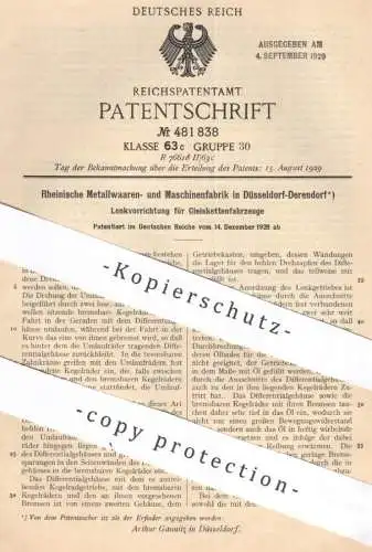 original Patent - Rheinische Metallwaren- Maschinenfabrik Düsseldorf | Arthur Gaunitz | Lenkung für Gleiskettenfahrzeug