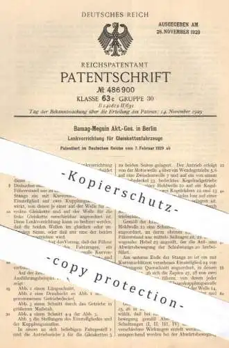 original Patent - Bamag Meguin AG , Berlin , 1929 , Lenkung für Gleiskettenfahrzeuge | Eisenbahn , Fahrzeug , Gleiskette