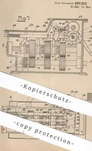 original Patent - Bayerische Berg-, Hütten- & Salzwerke AG München | 1936 | Schaltung für Zahnräderwechselgetriebe | Kfz