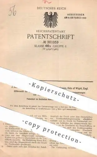 original Patent - J. Samuel White & Comp. Ltd. , East Cowes , Osle of Wight , England | 1920 | Ventil , Gas - Motor !