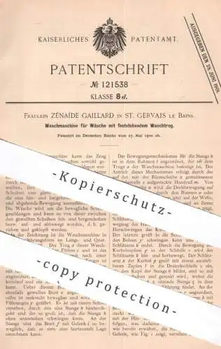 original Patent - Zénaide Gaillard , St. Gervais le Bains , Frankreich , 1900 , Waschmaschine für Wäsche | Wäscherei