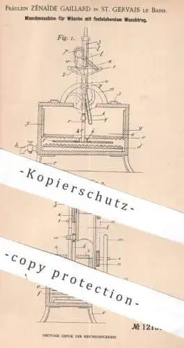 original Patent - Zénaide Gaillard , St. Gervais le Bains , Frankreich , 1900 , Waschmaschine für Wäsche | Wäscherei