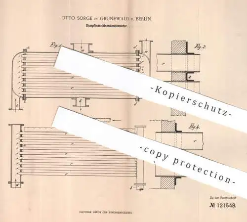 original Patent - Otto Sorge , Berlin / Grunewald , 1900 , Dampfmaschinenkondensator | Dampfmaschine Kondensator | Motor