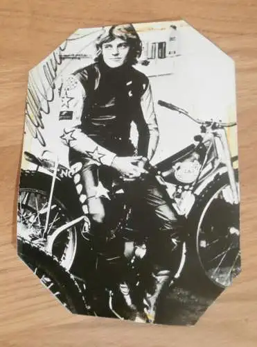 Speedway 80er Jahre , JAWA Speedwayfahrer mit Autogramm , altes Foto , ca. 150 x 117 mm !!!