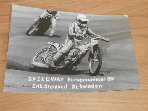 Speedway Europameister Erik Stenlund / Schweden 1986 , altes Foto , 105x145 mm !!!