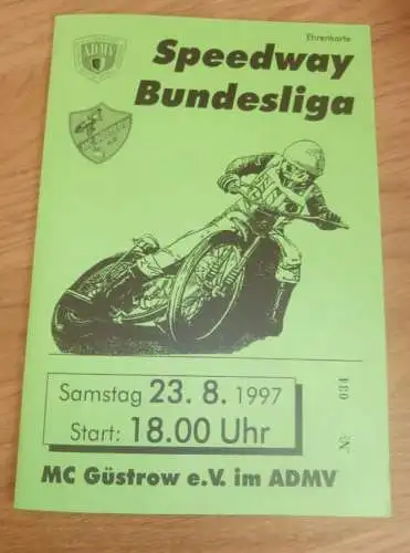 Speedway Güstrow 23.08.1997 , Bundesliga , Teterow , Stralsund , Neuenknick , Programmheft , Programm , Rennprogramm !!!