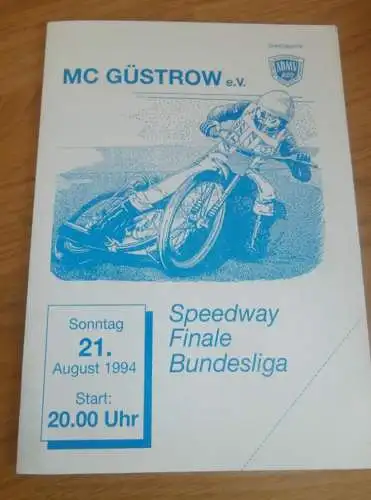 Speedway Güstrow 21.08.1994 , Bundesliga , Programmheft , Programm , Rennprogramm !!!