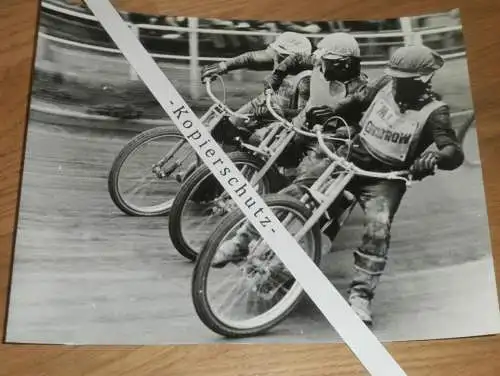 Speedway Neubrandenburg / Güstrow , 70er Jahre , DDR , großes altes Foto ca. 235 x 180 mm !!!