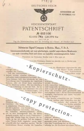 original Patent - Submarine Signal Company , Boston , Mass. , USA | 1930 | Unterwasser - Schallsender | Sender , Schall