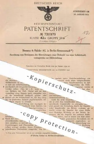 original Patent - Siemens & Halske AG Berlin / Siemensstadt | 1934 | Drehzahl - Messer | Solldrehzahl | Strom