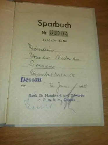 altes Sparbuch Dessau , 1958 , Ursula Niebuhr in Dessau , Sparkasse , Bank !!