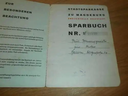 altes Sparbuch Magdeburg , 1933 - 1943 , Paul Pfannenschmidt , Bäcker in Barleben , Sparkasse , Bank !!!