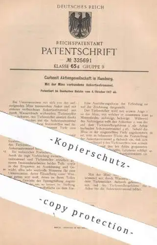 original Patent - Carbonit AG , Hamburg , 1917 , Mit Mine verbundene Ankertautrommel | Seemine | U-Boot , Sprengstoff