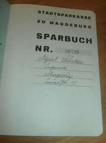 altes Sparbuch Magdeburg , 1938 - 1941 ,August Schröder in Magdeburg , Ingenieur , Sparkasse , Bank !!