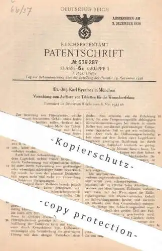 original Patent - Dr. Ing. Karl Eyrainer , München , 1935 | Auflösen von Tabletten für die Weinschwefelung | Medizin