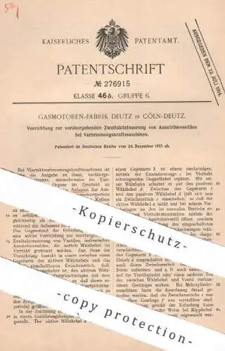 original Patent - Gasmotorenfabrik Deutz , Köln / Deutz | 1913 | Zweitaktsteuerung von Ventil am Verbrenner - Motor