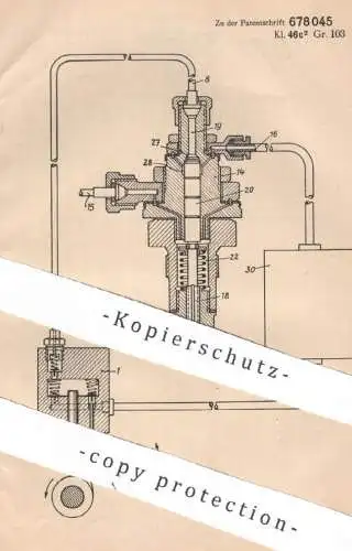 original Patent - Humboldt Deutzmotoren AG , Köln | 1935 | Brennstoffeinlassventil von Motoren | Gasmotor