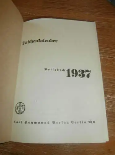 alter Kalender 1937 , blanko , mit Kalendarium , Mondphasen , Währungen , Post , Sparkasse , Bank !!