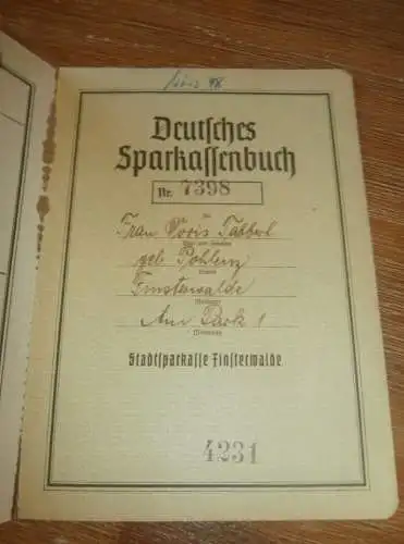 altes Sparbuch Finsterwalde , 1948 , Doris Tabbert geb. Pohlenz in Finsterwalde , Sparkasse , Bank !!