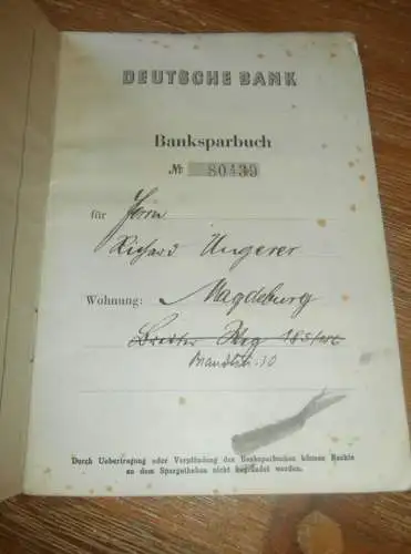 altes Sparbuch Magdeburg , 1939 - 1944 , Richard Ungerer in Magdeburg , Sparkasse , Bank !!