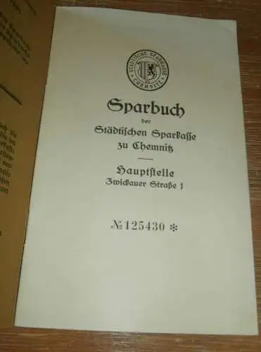 altes Sparbuch Chemnitz , 1938 - 1945 , Erich Irmscher in Chemnitz , Sparkasse , Bank !!
