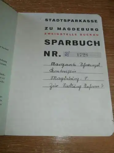 altes Sparbuch Magdeburg Buckau , 1940 - 1945 , Kontoristin , Sparkasse , Bank !!