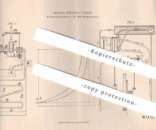 original Patent - Richard Wegner , Zürich , Schweiz , 1898 , Arbeitsverfahren für Wärmemotoren | Motor , Motoren