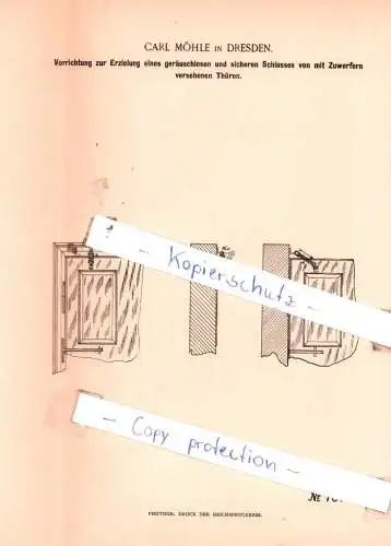 original Patent - Carl Möhle in Dresden , 1893 , Schlosserei !!!